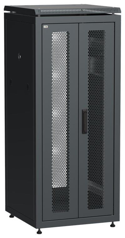 ITK LINEA N Шкаф сетевой 19" 28U 600х600мм двери передняя перфорированная задняя двустворчатая перфорированная черный