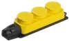 Розетка (колодка) 3-местная РБ33-1-0м с защитными крышками IP44 ОМЕГА каучук жёлтая IEK0