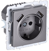 BRITE Розетка 1-местная с заземлением с защитными шторками 16А с USB A+A 5В 2,1А РЮш10-1-БрС сталь IEK0