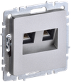 BRITE Розетка двойная RJ11+RJ45 кат.5E РК/Т12-БрА алюминий IEK0