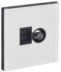 FORTE&PIANO Розетка двойная TV+RJ45 кат.5E FP236M металл белый IEK