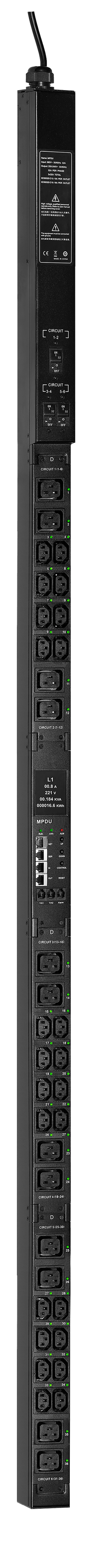 ITK CONTROL PDU с общим мониторингом и управлением PV1513 3Ф 32А 24С13 12С19 кабель 3м IEC60309