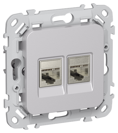 FLITE Socket 2-gang RJ45/RJ11 category 6/3 STP RKT6/3-2-1-Fla aluminum IEK