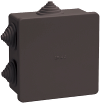 KM41235 soldering box for open wiring with snap-on cover 85x85x40mm IP44 6 pressure seals black (RAL 9005) IEK