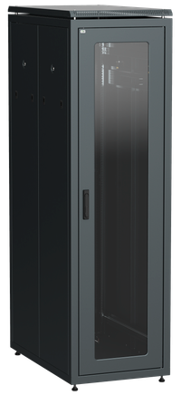 ITK LINEA N Шкаф сетевой 19" 33U 600х1000мм стеклянная передняя дверь задняя перфорированная черный
