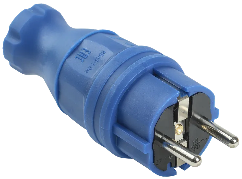 VBp3-1-0m Plug straight OMEGA IP44 rubber blue IEK