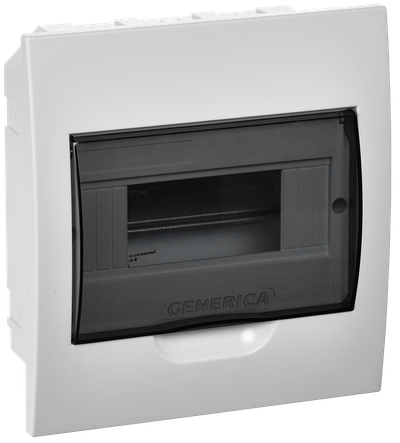Корпус пластиковый ЩРВ-П-8 черная прозрачная дверь IP41 GENERICA