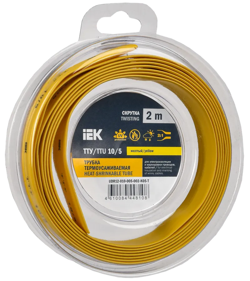 Heat shrink tube TTU ng-LS 10/5 yellow (2m/pack) IEK