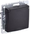 BRITE Розетка 1-местная с заземлением с защитными шторками и крышкой 16А IP44 РСбш10-3-44-БрЧ черный IEK0