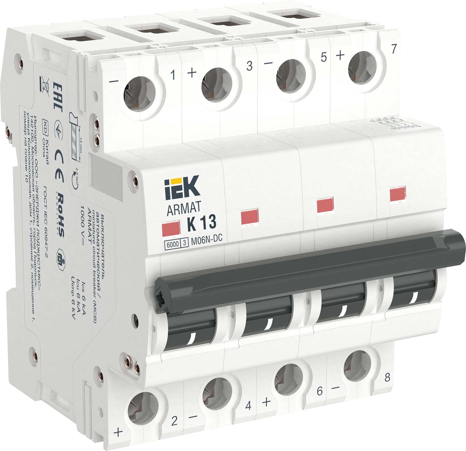 ARMAT Автоматический выключатель M06N-DC 4P K 13А IEK (AR-M06N-4-K013DC)