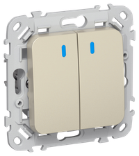 FLITE Выключатель 2-клавишный с индикацией 10А ВС12-1-1-ФлШ шампань IEK