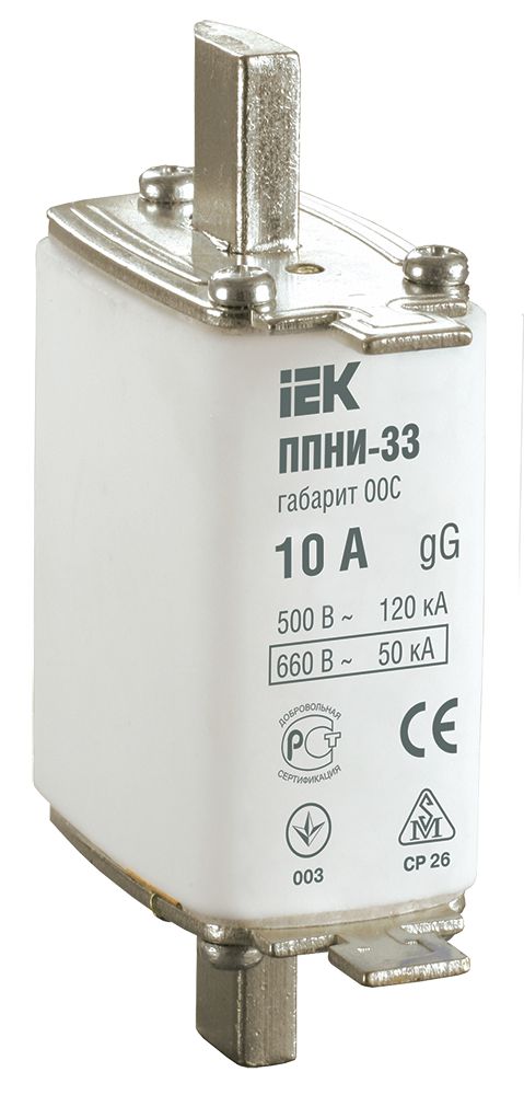 Плавкая вставка предохранителя ППНИ-33 габарит 00С 10А IEK
