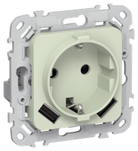 FLITE Розетка 1-местная с заземлением с защитными шторками 16А с USB A+A 3,1А РСЮша11-0-ФлП панг IEK