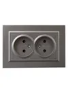 BRITE 2-gang socket without earthing with protective shutters 10A, assembled RSsh12-2-BrS steel IEK2