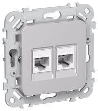 FLITE Розетка 2-местная RJ45/RJ11 категория 6/3 UTP РКТ6/3-2-0-ФлА алюминий IEK