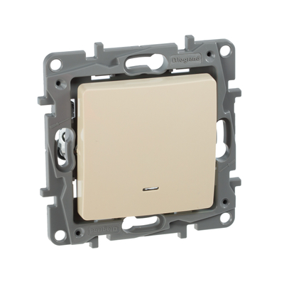 ETIKA Выключатель 1-клавишный с подсветкой/индикацией схема 1L 10АХ безвинтовые зажимы слоновая кость