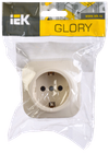 GLORY Розетка 1-местная для открытой установки с заземлением без защитных шторок 16А РС20-3-ХК кремовый IEK1