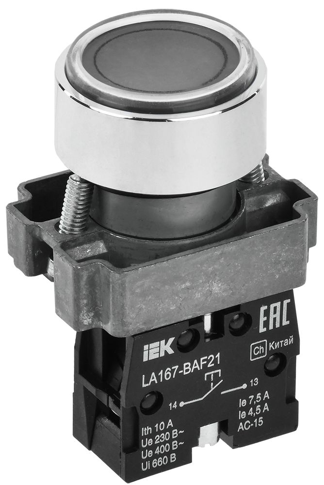 Кнопка управления LA167-BAF21 d=22мм 1NO черная IEK (BBT20-BAF21-1-22-67-K02)