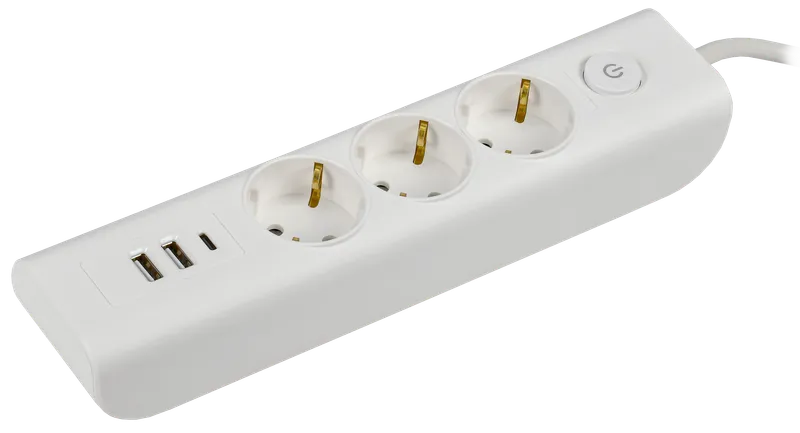 MODERN Extension cord U03V 3 places with earthing contact 2m 3x1mm2 16A/250V USBx3 white IEK