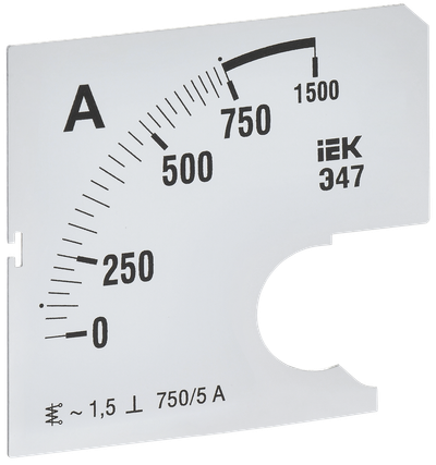 Шкала сменная для амперметра Э47 750/5А класс точности 1,5 72х72мм IEK