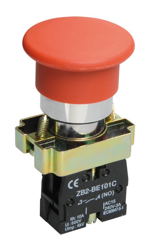 Кнопка управления LAY5-BC41"Грибок" без подсветки красная 1NO IEK (BBG70-BC-K04)
