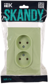 SKANDY Розетка 2-местная без заземления без защитных шторок 10А в сборе SK-R10G мятный IEK1