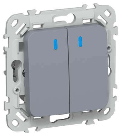 FLITE Выключатель 2-клавишный проходной с индикацией 10А ВС62-1-1-ФлМ маренго IEK