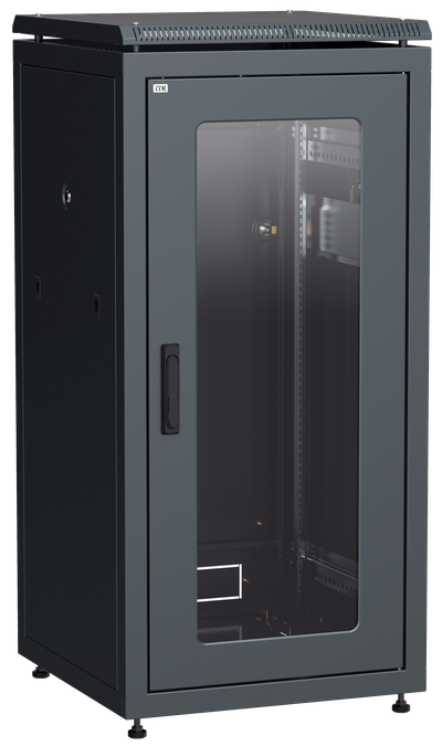 ITK LINEA N Шкаф сетевой 19" 24U 600х800мм стеклянная передняя дверь черный
