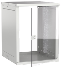 Шкаф настенный 19" 15U 600х650мм стеклянная дверь серый GENERICA