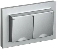 BRITE Double socket with ground with shutters and cover 16A with frame IP44 PCsh12-3-44-BrA aluminium IEK