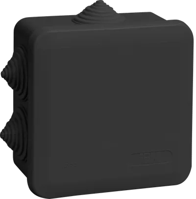 Коробка распаячная КМ41255 для открытой проводки с защелкивающейся крышкой 100х100х50мм IP44 6 гермовводов черная (RAL 9005) IEK