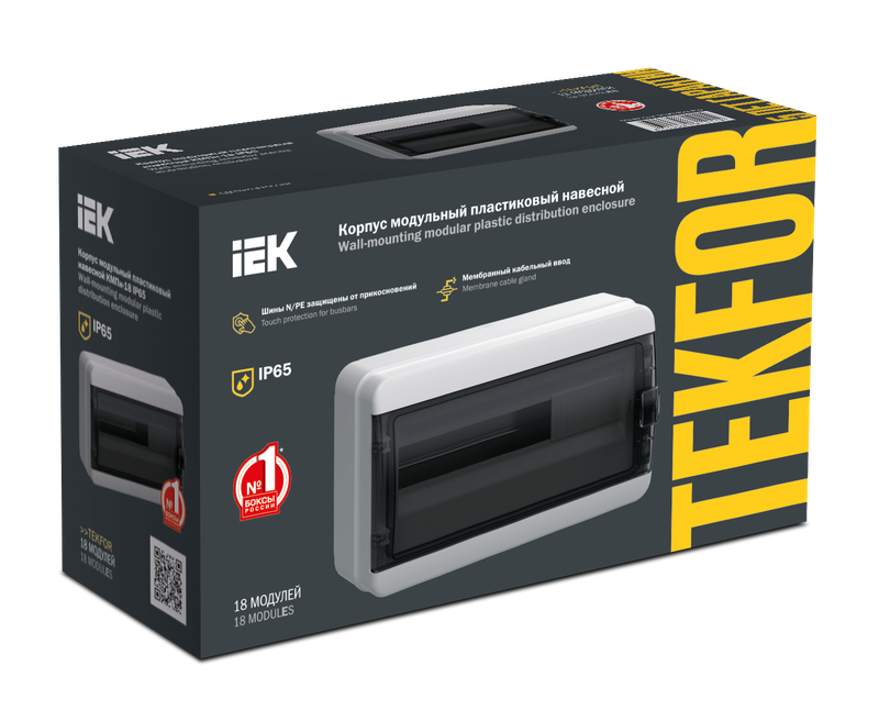 TEKFOR Корпус пластиковый КМПн-18 IP65 черная прозрачная дверь IEK