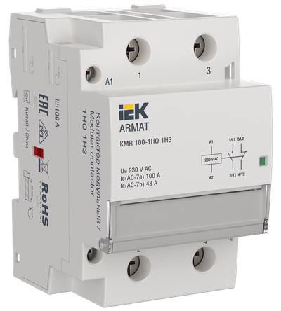 ARMAT Контактор модульный KMR 100А 230В AC 1НО 1НЗ IEK