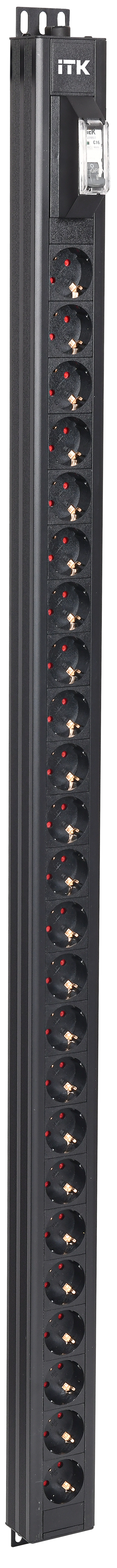 ITK BASE PDU вертикальный PV0102 30U 1 фаза 32А 24 розетки SCHUKO (немецкий стандарт) без кабеля с клеммной колодкой