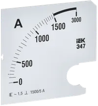 Replaceable scale for ammeter E47 1500/5A accuracy class 1.5 96x96mm IEK