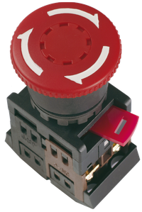 Кнопка AE-22 "Грибок" с фиксацией красный d22мм 240В 1з+1р IEK
