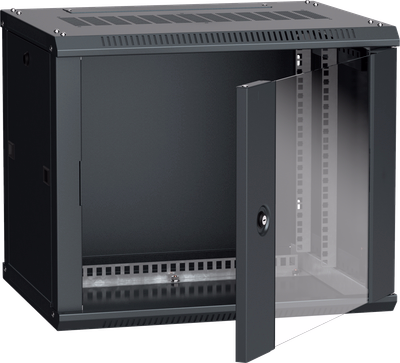 ITK Шкаф LINEA W 9U 600х450мм дверь стекло черный RAL9005