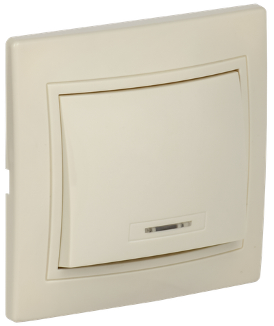 KVARTA Выключатель 1-клавишный с индикацией 10А ВС10-1-1-ККм кремовый GENERICA