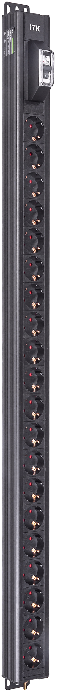 ITK BASE PDU вертикальный PV0101 25U 1 фаза 16А 20 розеток SCHUKO (немецкий стандарт) без кабеля с входным разъемом C20