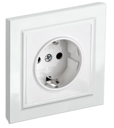 BRITE Socket with ground with shutters 16A with frame PC14-1-0-BrB white IEK