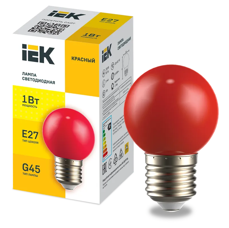 LIGHTING LED decorative lamp G45 ball 1W 230V red E27 IEK