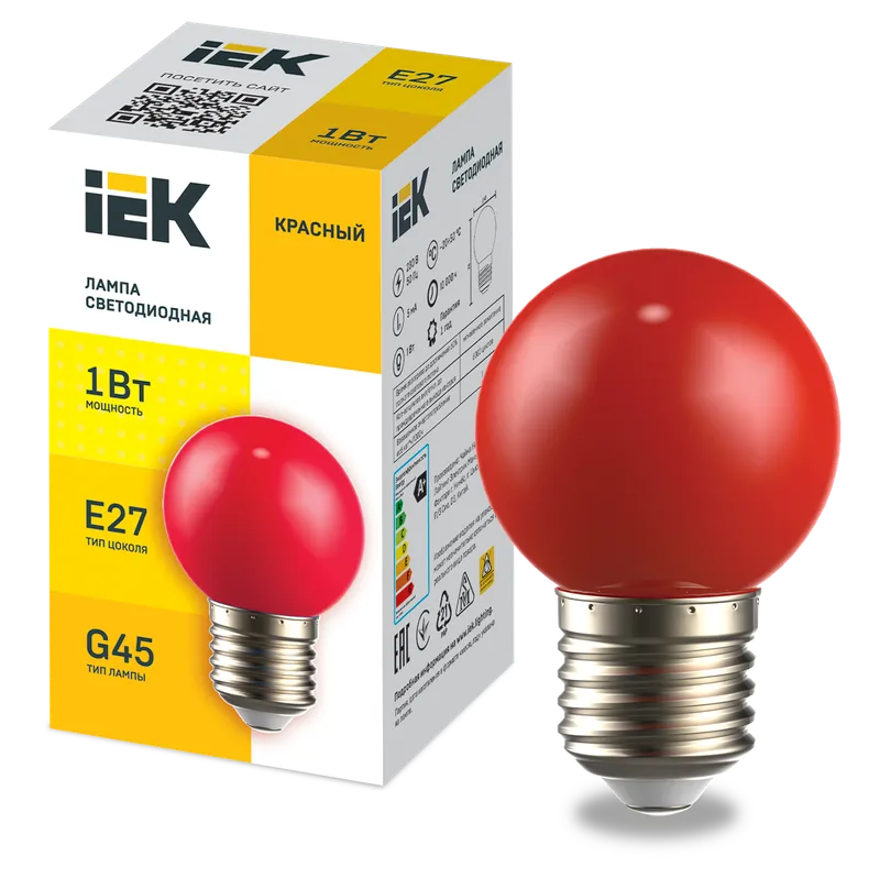 LIGHTING Лампа светодиодная декоративная G45 шар 1Вт 230В красный E27 ...