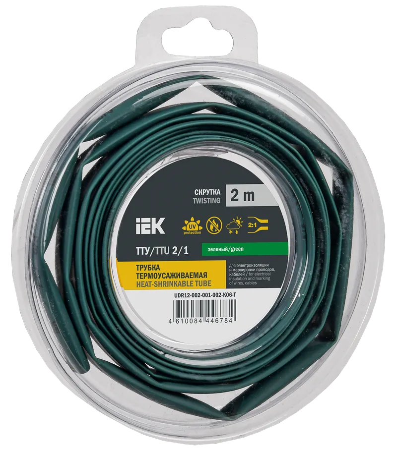 Heat shrink tubing TTU ng-LS 2/1 green (2m/pack) IEK