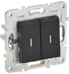 SKANDY Выключатель 2-клавишный проходной с индикацией 10А SK-V10Bl черный IEK0