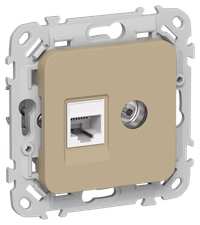 FLITE Розетка 2-местная RJ45/TV категория 5Е UTP РКТВ5е-2-0-ФлХ хаки IEK