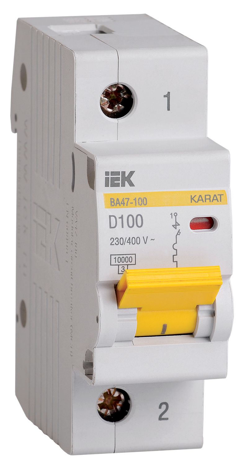 KARAT Автоматический выключатель ВА47-100 1P D 100А 10кА IEK (MVA40-1-100-D)