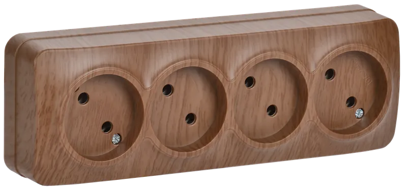 RS24-2-XD Quadruple socket without grounding contact 16A with opening installation GLORY (oak) IEK