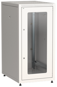 ITK Шкаф сетевой LINEA E 27U 600x800 мм с щеточными вводами стеклянная дверь серый