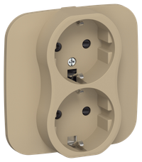 FLITE Розетка 2-местная с заземлением с защитными шторками безвинтовое крепление 16А РСш12-1-А-ФлХ хаки IEK