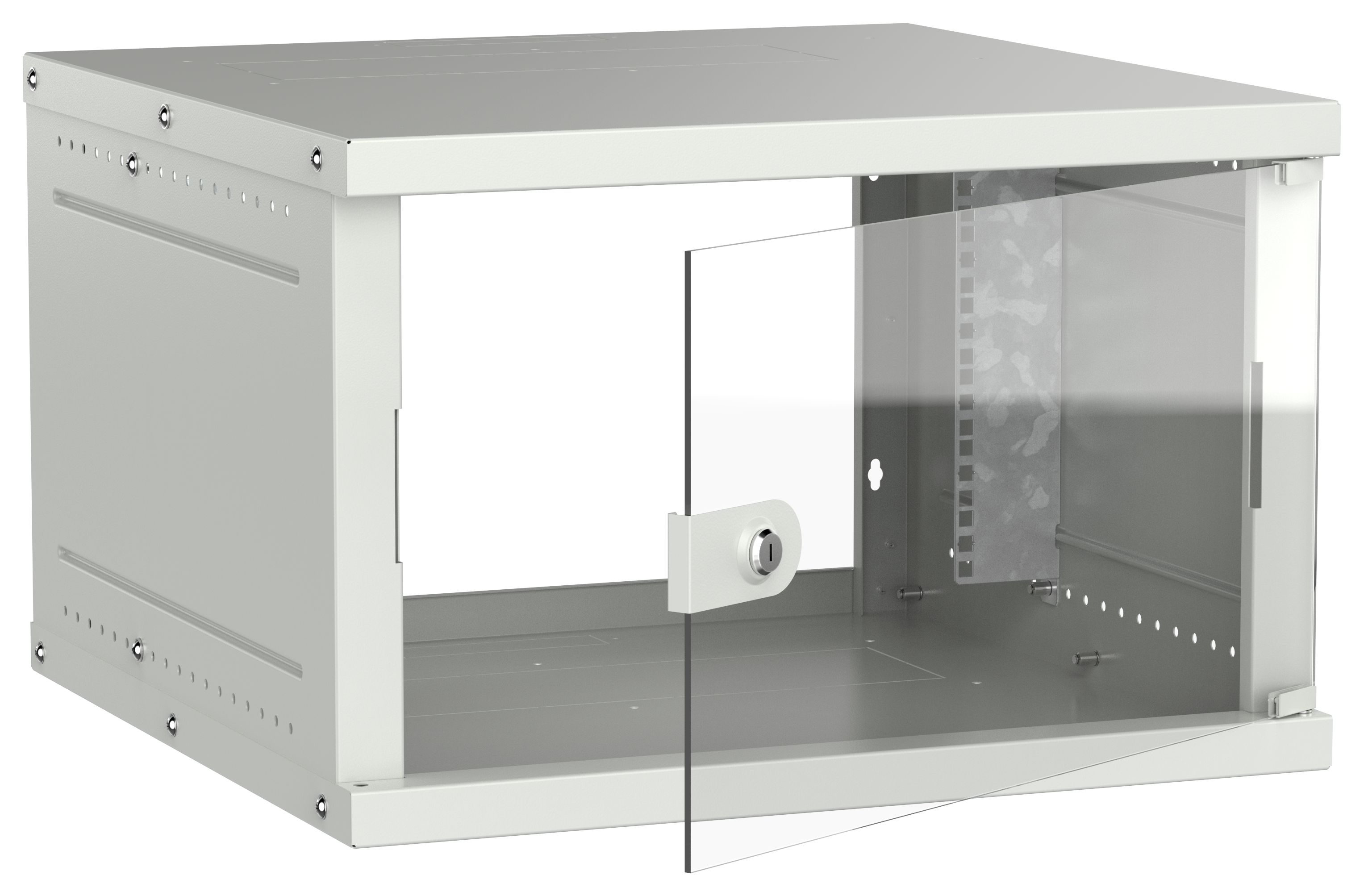 Шкаф настенный 19" 6U 600х600мм стеклянная дверь серый GENERICA (LWE3-06U66-GF-G)